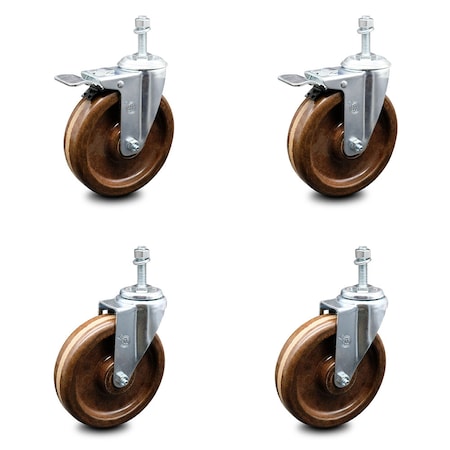 Service Caster 6 Inch High Temp Phenolic Swivel 10mm Stem Caster Total Lock Brake SCC, 2PK SCC-TSTTL20S615-PHSHT-M1015-2-S-2